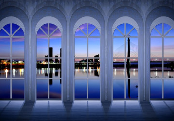 mimari pencere Deniz ve şehir…